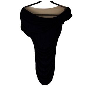 Bailey 44 Black Knit Off Shoulder Ruched Goddess Mini Dress Bodycon M